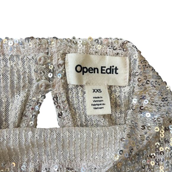 Open Edit Sequin Mesh Sleeveless Top Size XXS - Picture 3 of 4
